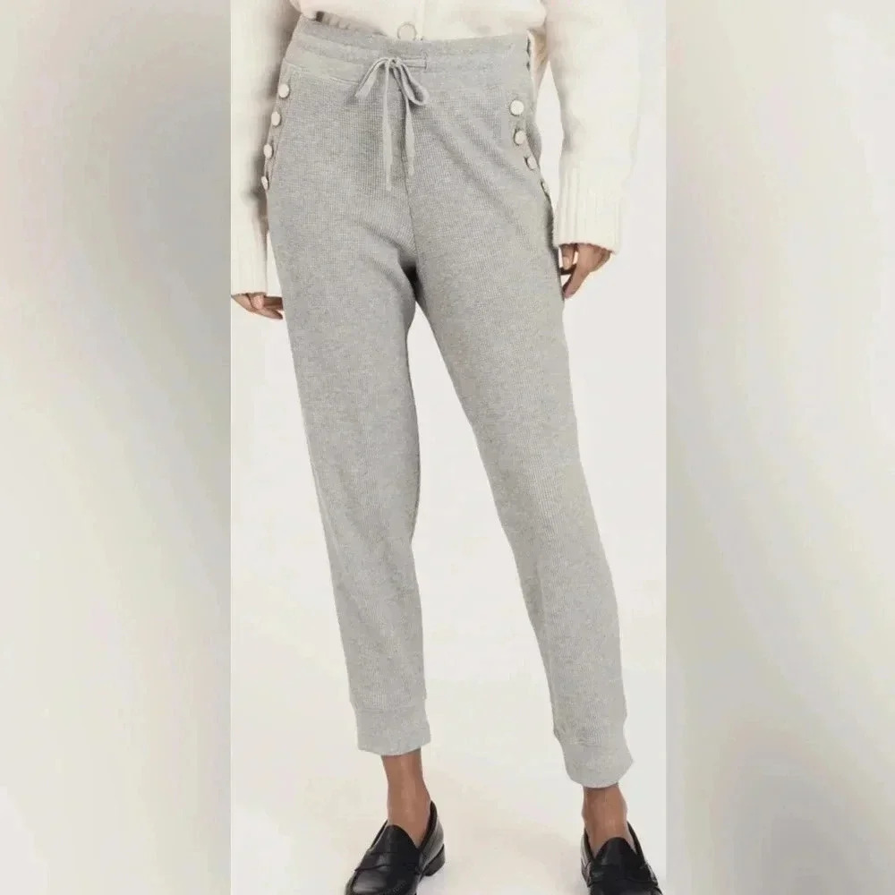 Derek Lam 10 Crosby Rosalie Jogger Grey Melange Button Pocket Loungewear  S P